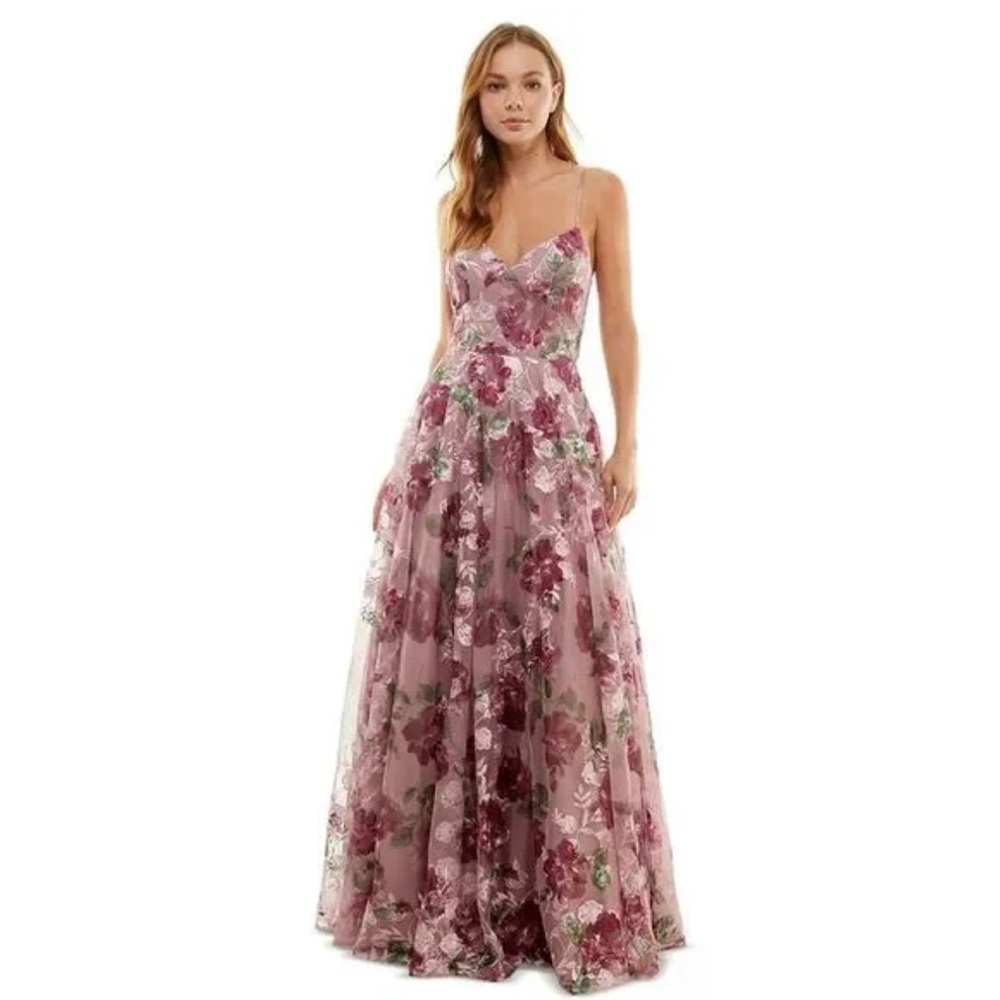 Say Yes to the Prom Floral Maxi Dress - Pink Garden Party - Size 3/4